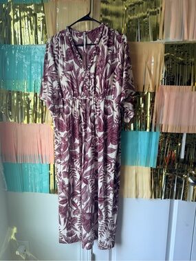 Soma Burgundy & Ivory Braided-Trim Midi Dress